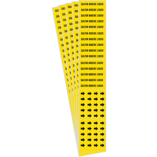 Brady "Sulfur Dioxide Liquid" Pipe Marker, Self-Adhesive, 2-1/4" H x 2-3/4" W, Black on Yellow