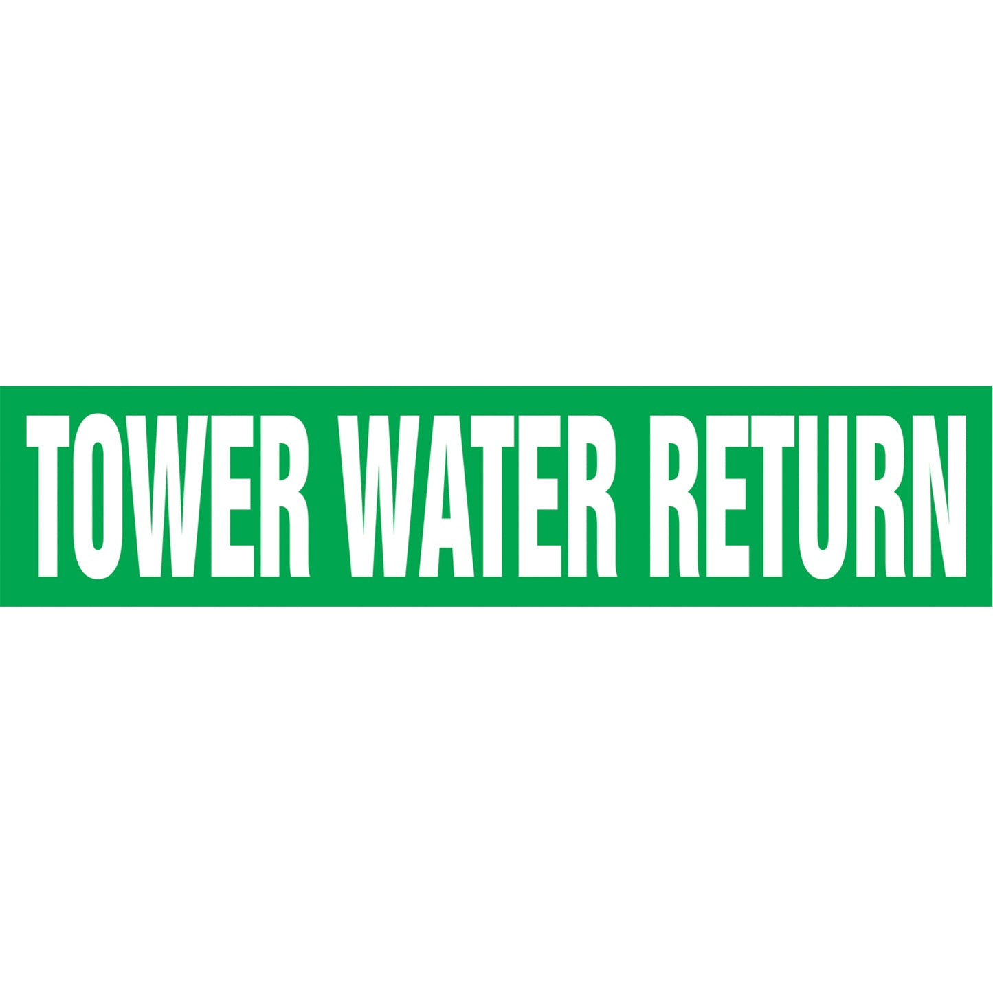 Accuform Signs "Tower Water Return" Pipe Markers, Self-Adhesive, 2-1/2" H x 12" W, White on Green