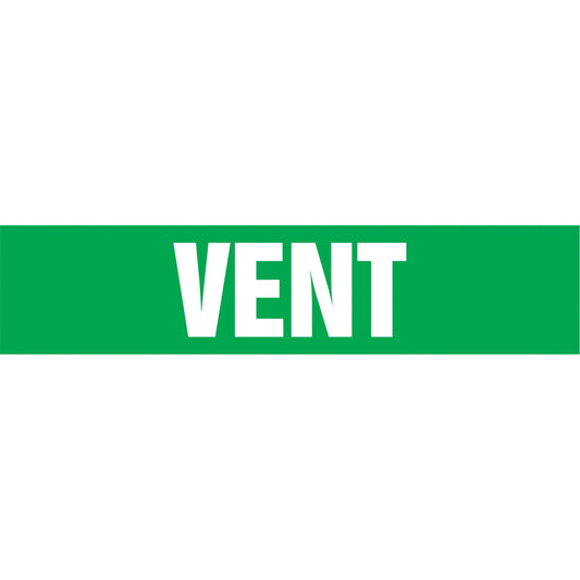 Accuform Signs "Vent" Pipe Markers, Self-Adhesive, 2-1/2" H x 12" W, White on Green