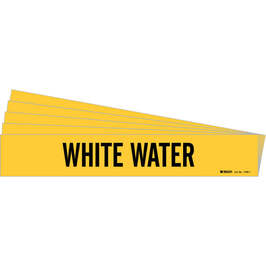 Brady "White Water" Pipe Marker, Self-Adhesive, 2-1/4" H x 14" W, White on Green