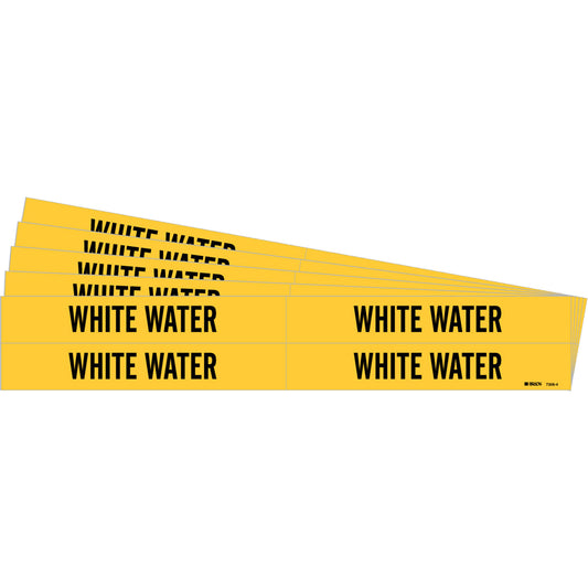 Brady "White Water" Pipe Marker, Self-Adhesive, 1-1/8" H x 7" W, Black on Yellow
