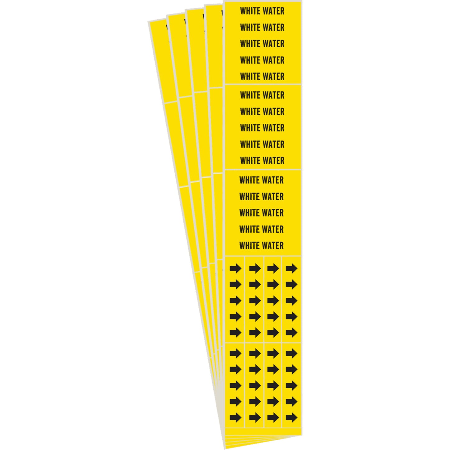 Brady "White Water" Pipe Markers, Self-Adhesive, 2-1/4" H x 2-3/4" W, Black on Yellow