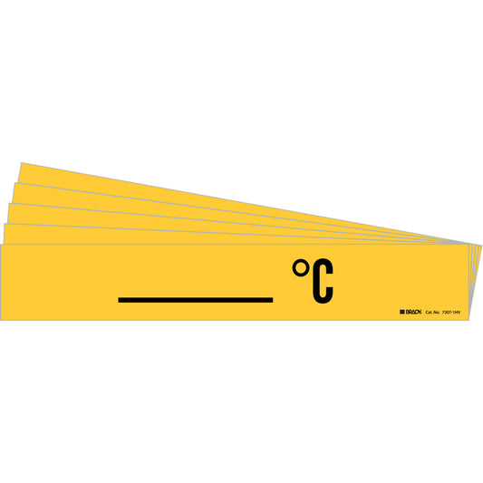 Brady "°C" Pipe Markers, Self-Adhesive, 4" H x 24" W, Black on Yellow