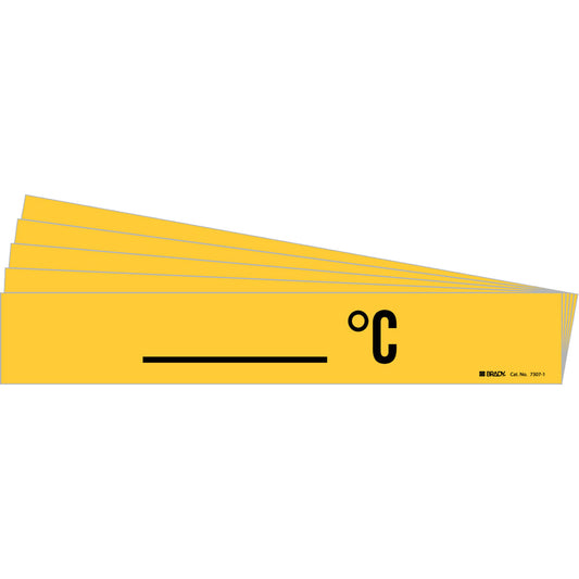 Brady "Blank °C" Pipe Marker, Self-Adhesive, 2-1/4" H x 14" W, Black on Yellow