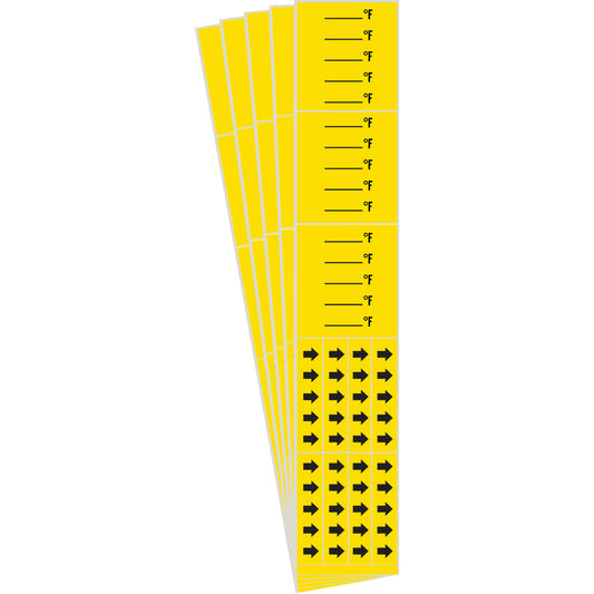 Brady "Blank °F" Pipe Markers, Self-Adhesive, 2-1/4" H x 14" W, Black on Yellow