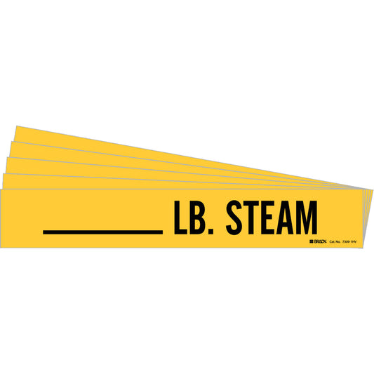 Brady "Blank LB. Steam" Pipe Marker, Self-Adhesive, 4" H x 24" W, Black on Yellow
