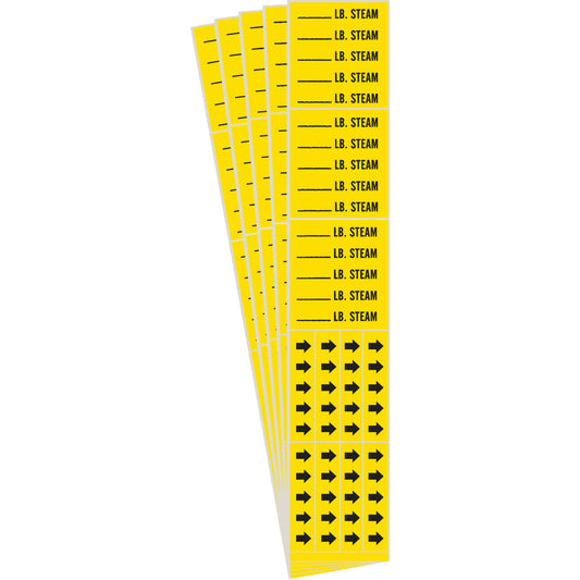Brady "Blank Lb. Steam" Pipe Marker, Self-Adhesive, 2-1/4" H x 2-3/4" W, Black on Yellow