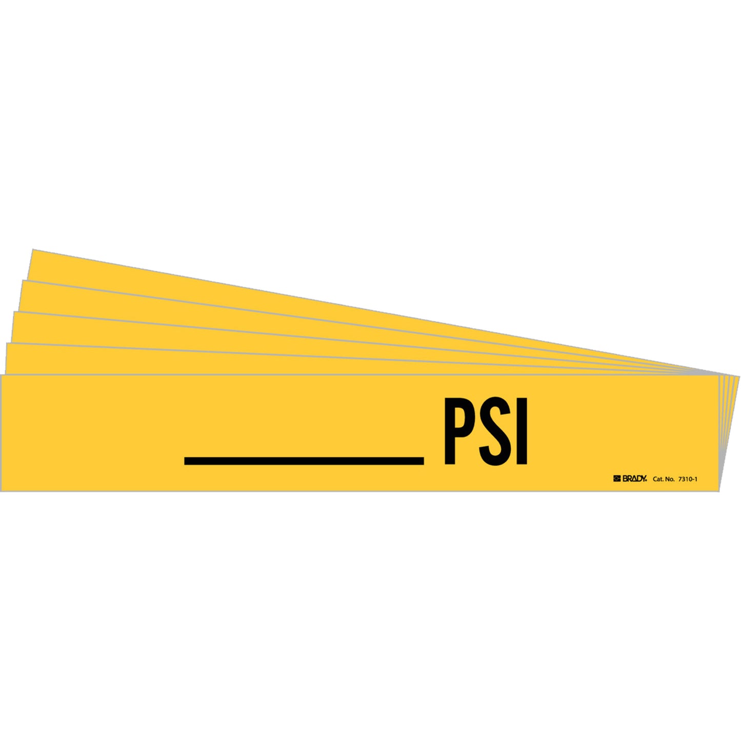 Brady "PSI" Pipe Marker, Self-Adhesive, 2-1/4" H x 14" W, Black on Yellow