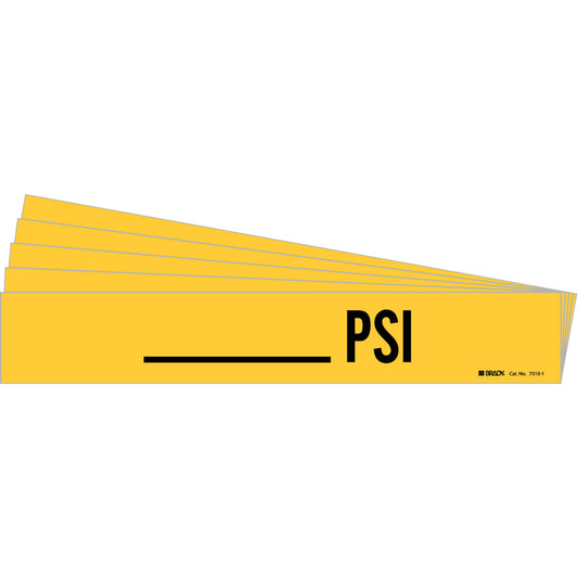 Brady "PSI" Pipe Marker, Self-Adhesive, 2-1/4" H x 14" W, Black on Yellow