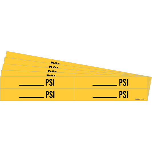 Brady "Blank PSI" Pipe Markers, Self-Adhesive, 1-1/8" H x 7" W, Black on Yellow