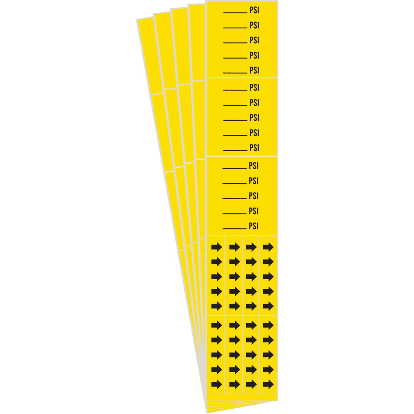 Brady "PSI" Pipe Markers, Self-Adhesive, 2-1/4" H x 2-3/4" W, Black on Yellow