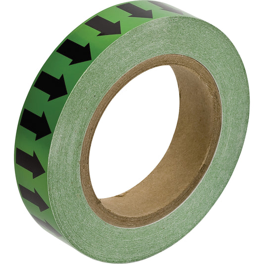 Brady Directional Arrow Pipe Marker Tape, 90', Black on Green