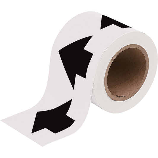 Brady Directional Arrow Pipe Marker Tape, 90', Black on White