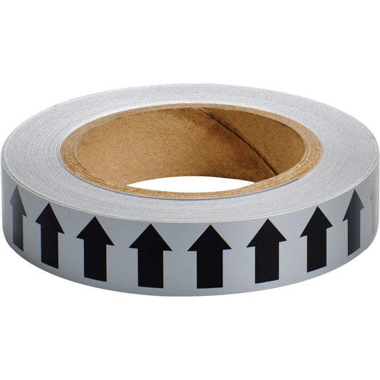 Brady Directional Arrow Pipe Marker Tape, 90', Black on Grey