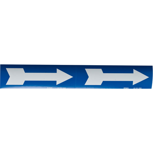 Brady Arrow Pipe Markers, Self-Adhesive, 4" H x 12" W, White on Blue