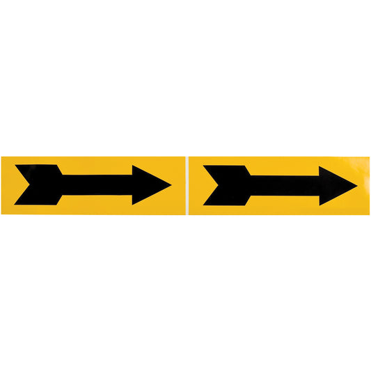 Brady Arrow Pipe Marker, Self-Adhesive, 2-1/4" H x 7" W, Black on Yellow
