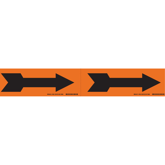 Brady Arrow Pipe Markers, Self-Adhesive, 2-1/4" H x 7" W, Black on Orange