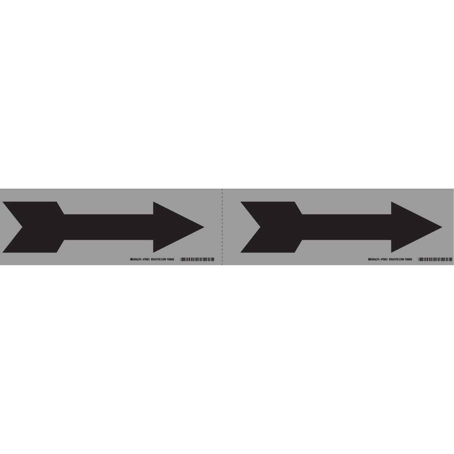Brady Arrow Pipe Markers, Self-Adhesive, 2-1/4" H x 7" W, Black on Grey