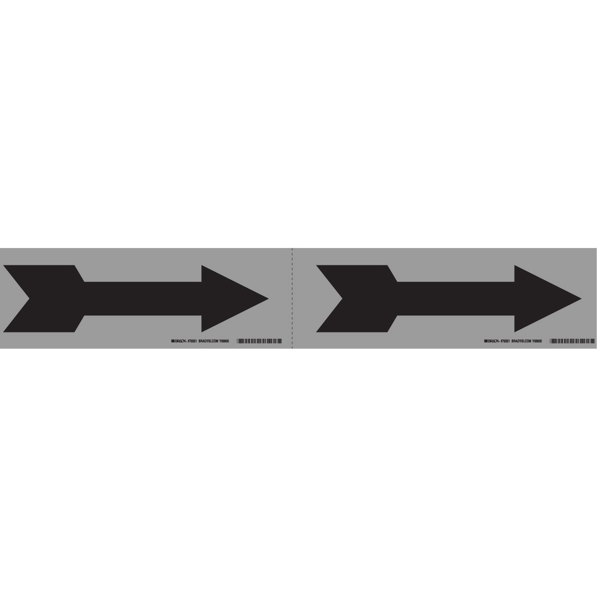 Brady Arrow Pipe Markers, Self-Adhesive, 2-1/4" H x 7" W, Black on Grey