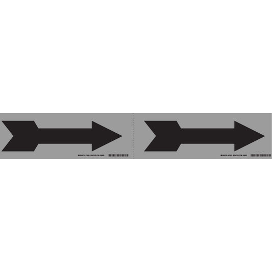 Brady Arrow Pipe Markers, Self-Adhesive, 2-1/4" H x 7" W, Black on Grey