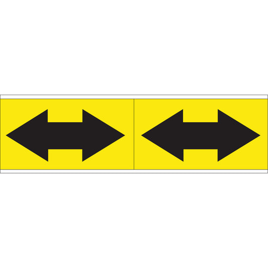 Brady Dual Direction Arrow Pipe Markers, Self-Adhesive, 2-1/4" H x 7" W, Black on Yellow