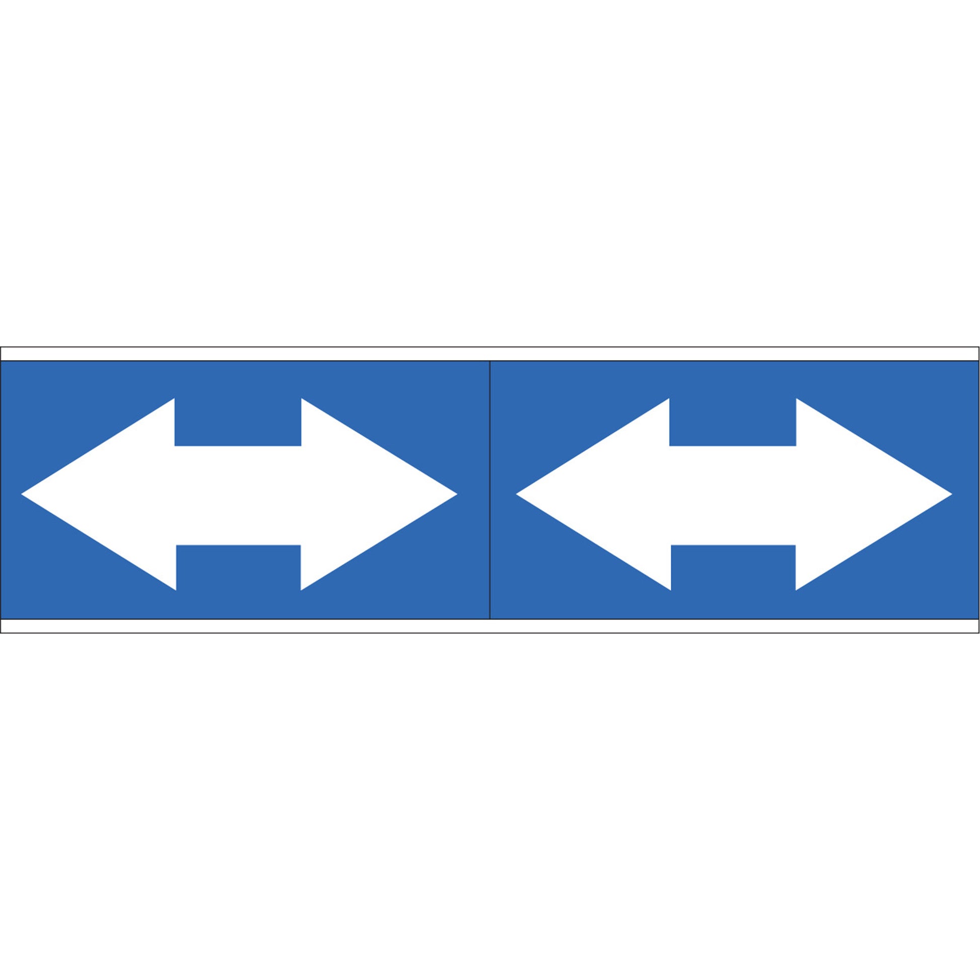 Brady Dual Direction Arrow Pipe Markers, Self-Adhesive, 2-1/4" H x 7" W, White on Blue