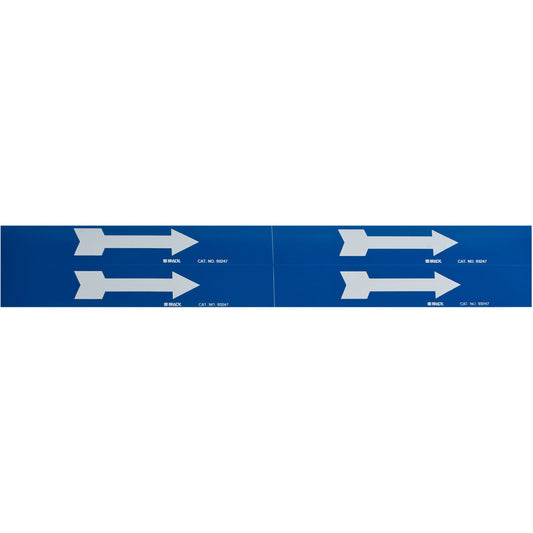 Brady Arrow Pipe Markers, Self-Adhesive, 1-1/8" H x 7" W, White on Blue