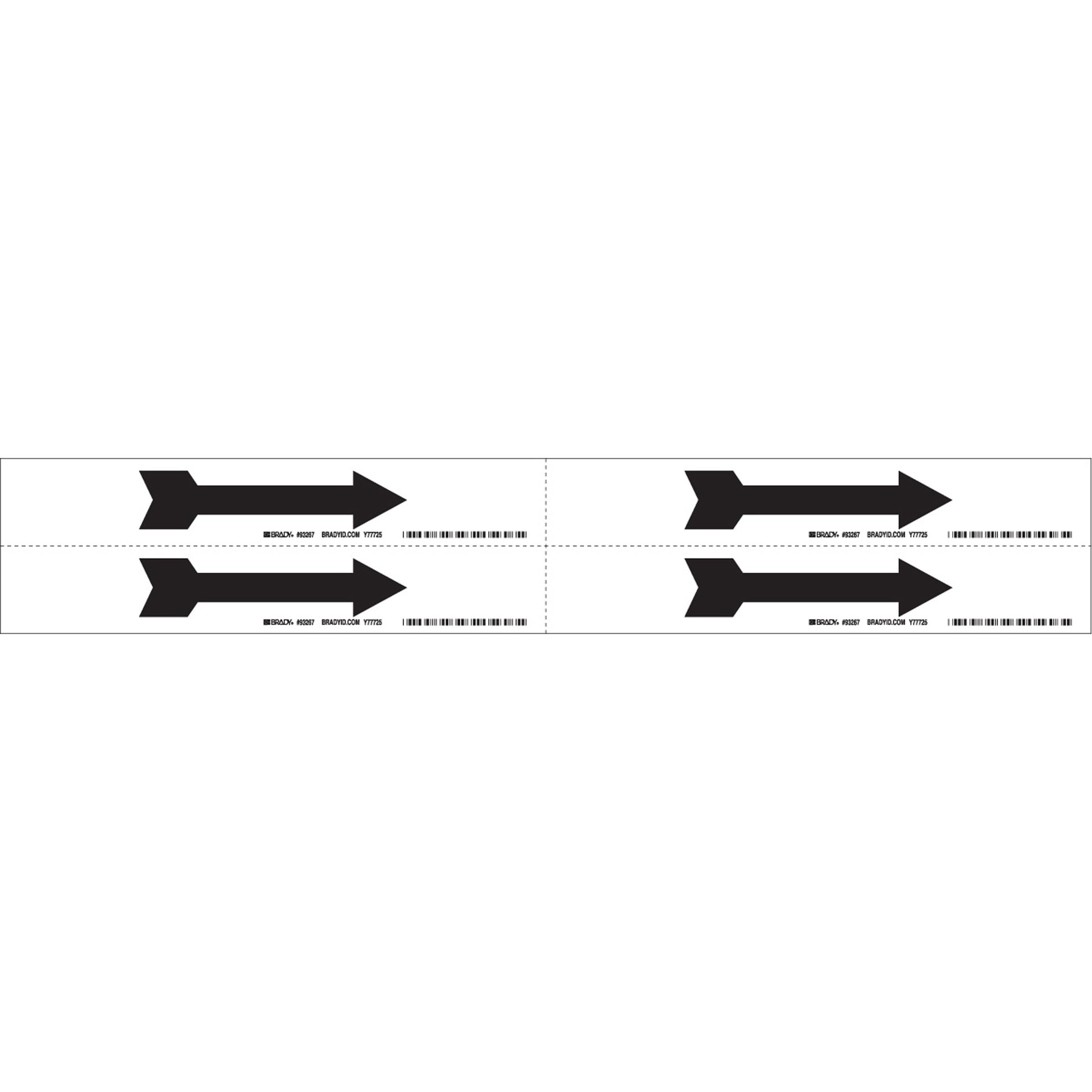 Brady Arrow Pipe Marker, Self-Adhesive, 1-1/8" H x 7" W, Black on White