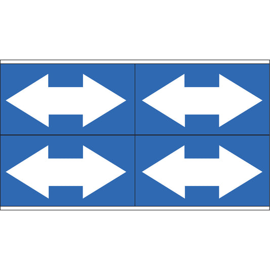 Brady Dual Direction Arrow Pipe Markers, Self-Adhesive, 1-1/8" H x 7" W, White on Blue