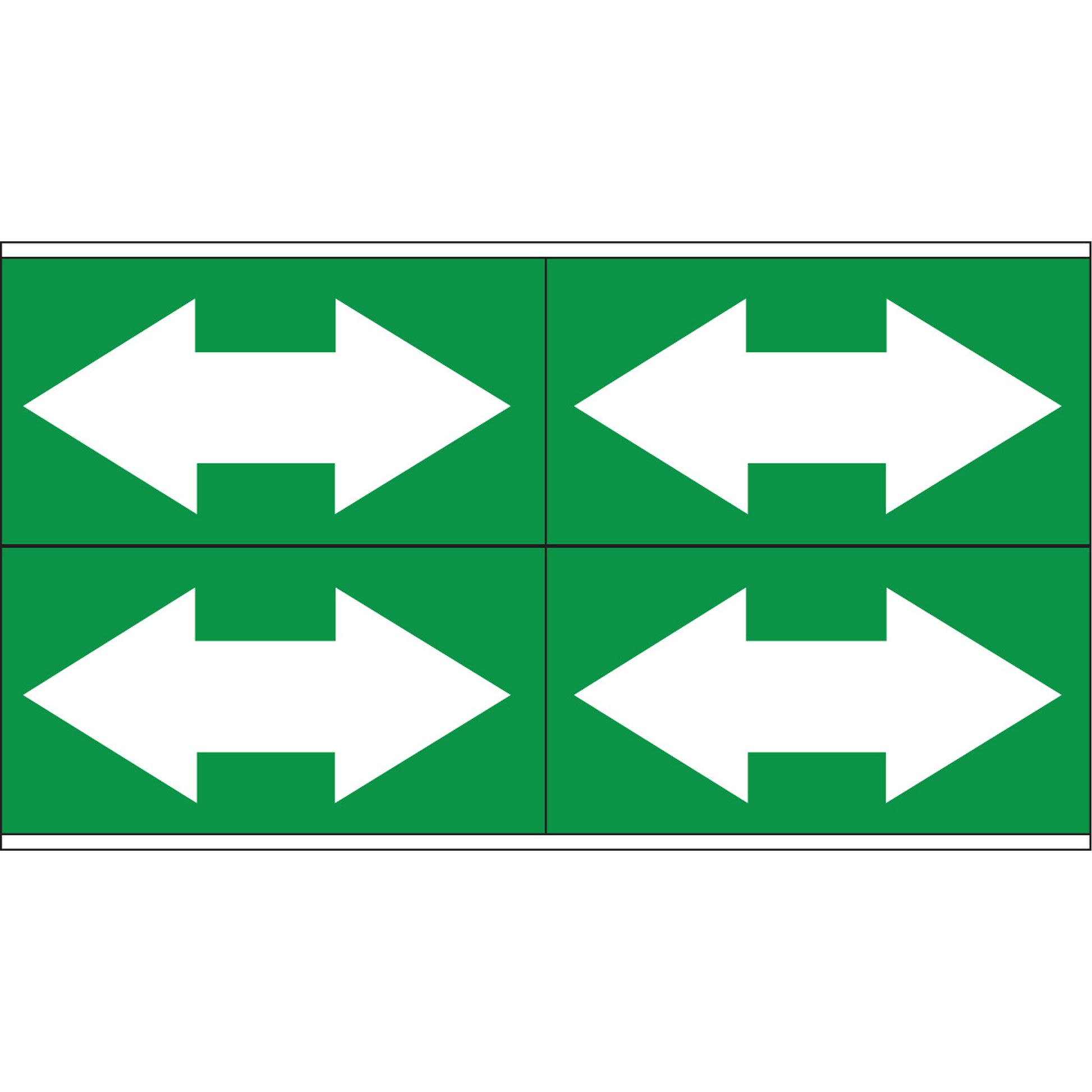 Brady Dual Direction Arrow Pipe Markers, Self-Adhesive, 1-1/8" H x 7" W, White on Green