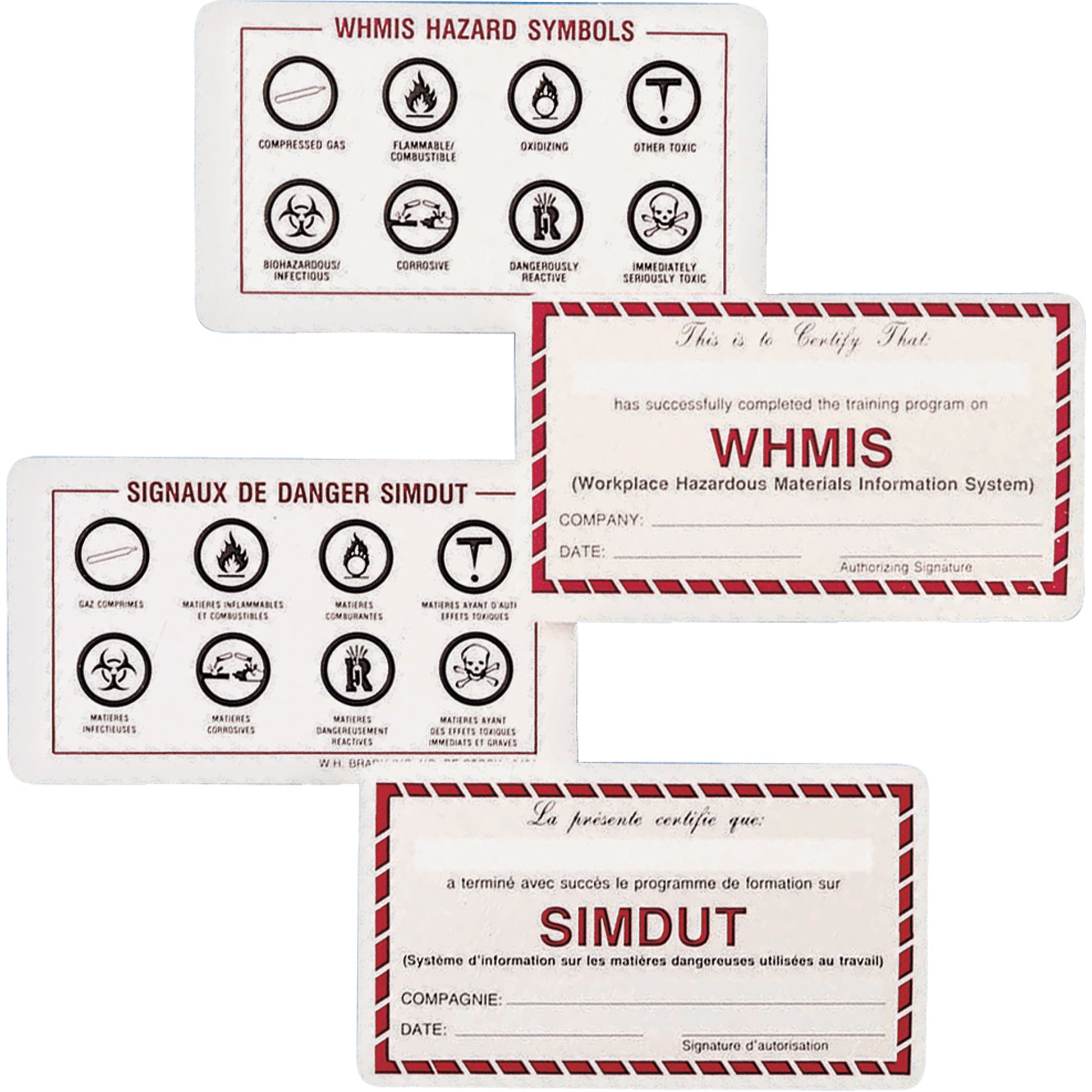 Brady WHMIS Wallet Cards