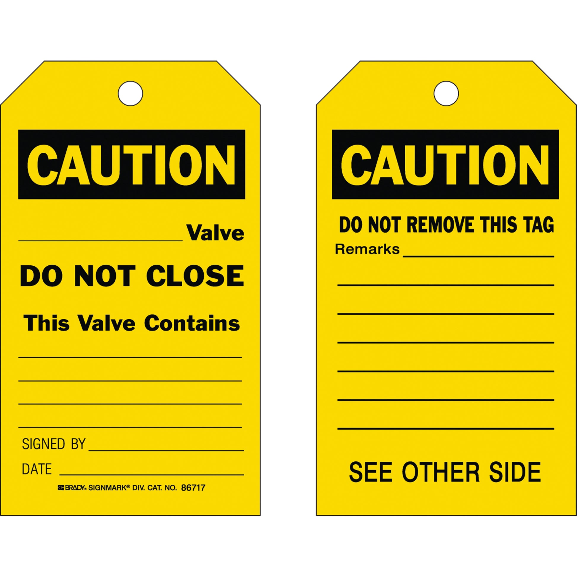 Brady Safety Tags, Cardstock, 4" W x 7" H, English