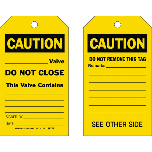 Brady Safety Tags, Cardstock, 4" W x 7" H, English