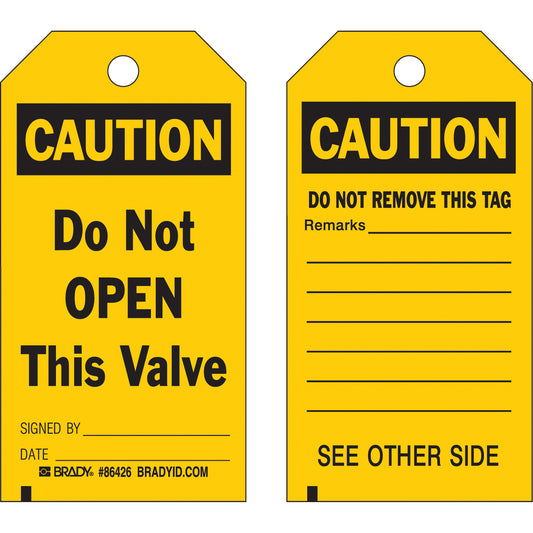Brady Safety Tags, Plastic, 4" W x 7" H, English