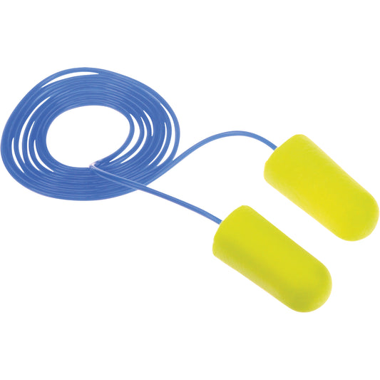 3M E-A-Rsoft Yellow Neon Earplugs, Bulk - Polybag, Corded
