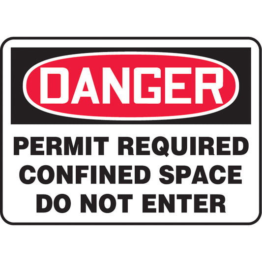 Accuform Signs "Permit Required Confined Space" Sign, 7" x 10", Plastic, English