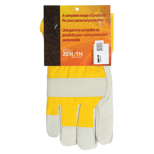 Zenith Safety Products Abrasion-Resistant Winter-Lined Fitters Gloves, Large, Grain Cowhide Palm, Foam Fleece Inner Lining