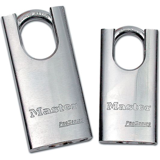 Master Lock Shrouded Padlock, Keyed Different, Hardened Steel, 1-3/4" Width