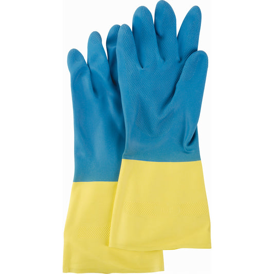 Mapa Professional Two Tone NS53 Gloves, Size Large/9, 13" L, Neoprene/Rubber Latex, Flock-Lined Inner Lining, 28-mil