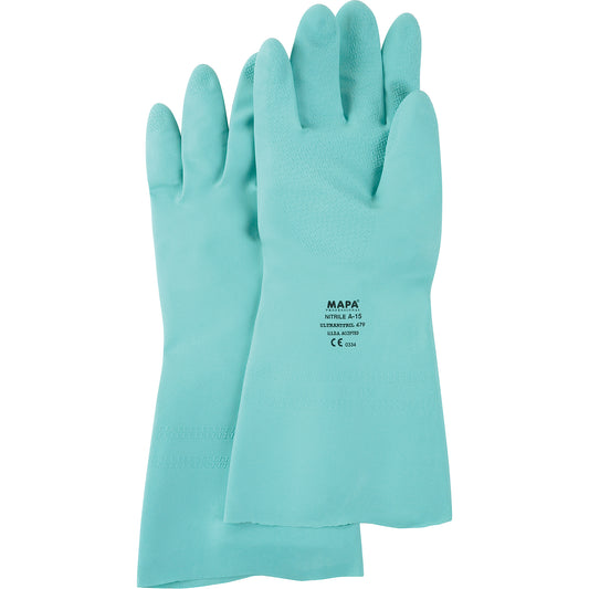 Mapa Professional Ultranil 480 Z-Pattern Grip Gloves, Size Large/9, 18" L, Nitrile, 22-mil