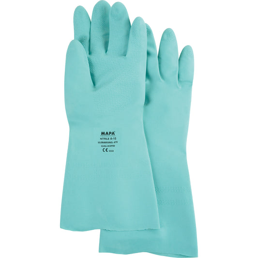 Mapa Professional StanSolv® Z-Pattern Grip Gloves, Size Large/9, 13" L, Nitrile, 15-mil