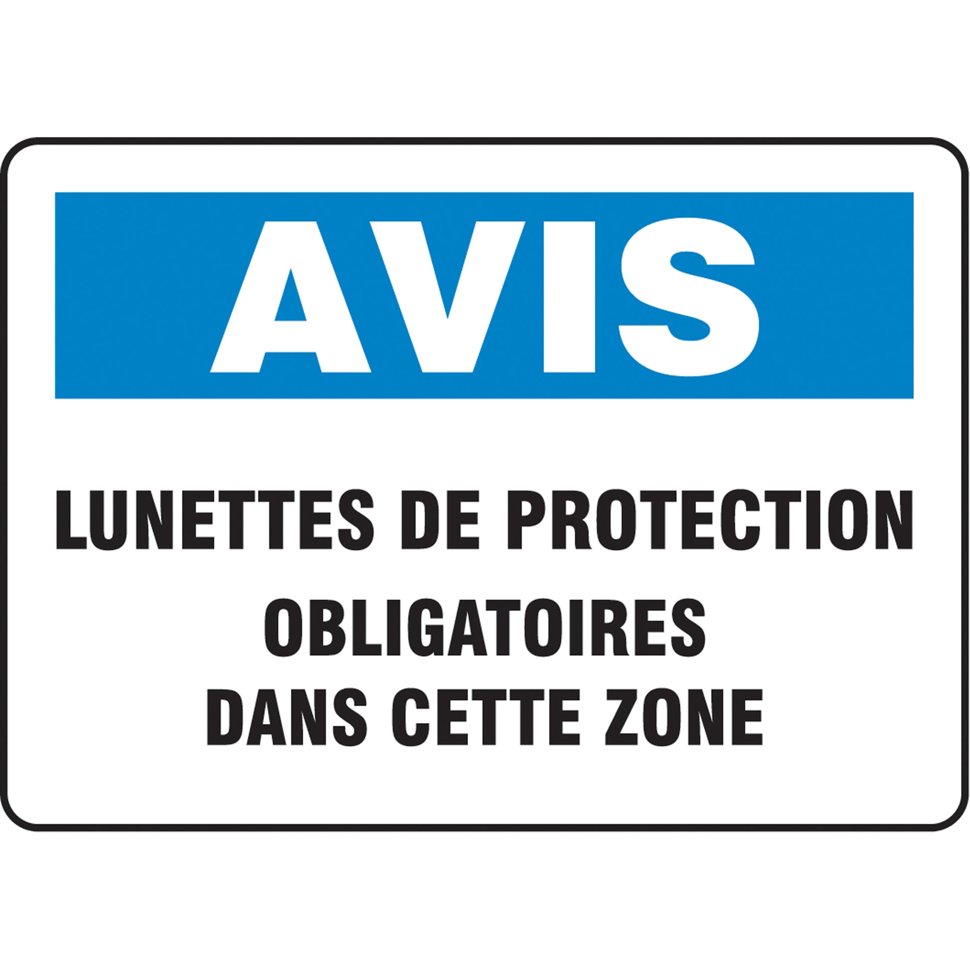 Accuform Signs "Lunettes de protection" Sign, 10" x 14", Plastic, French