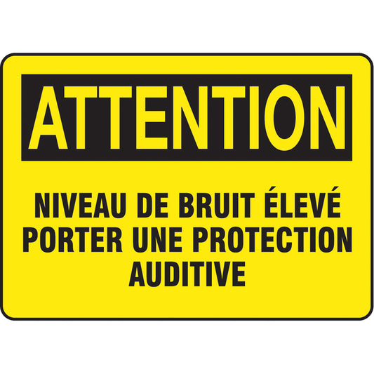 Accuform Signs "Protection auditive" Sign, 10" x 14", Vinyl, French