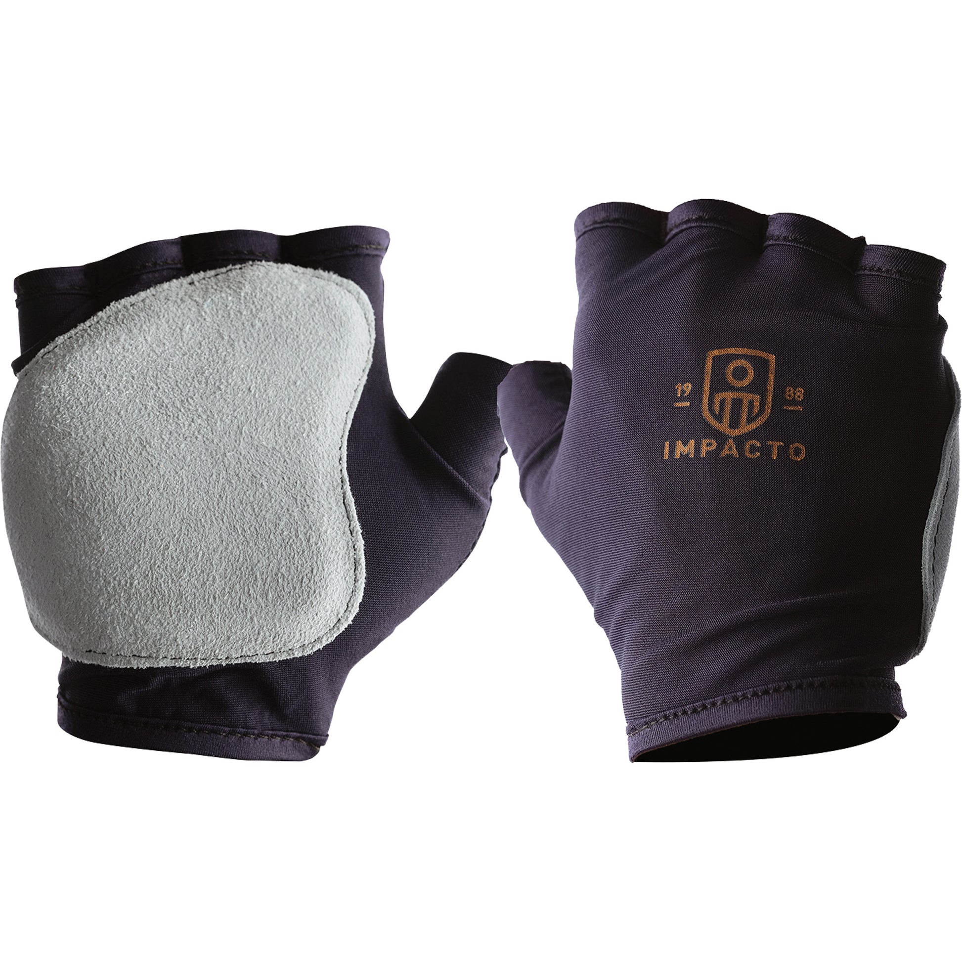 Impacto Anti-Impact Fingerless Right-Hand Glove, Large, Split Leather Palm, Slip-On Cuff