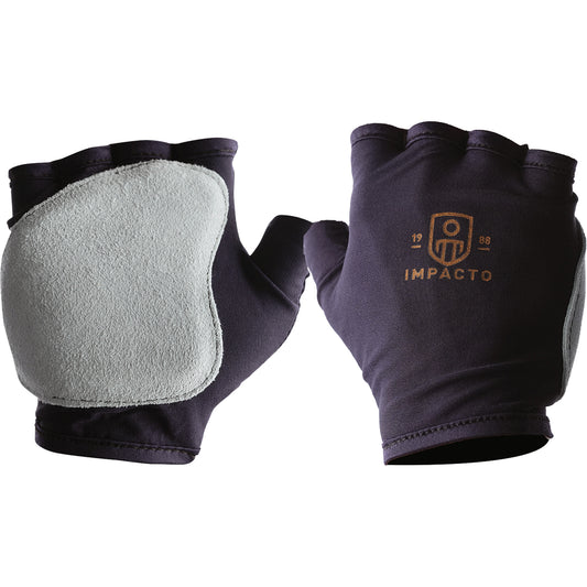 Impacto Anti-Impact Fingerless Right-Hand Glove, Large, Split Leather Palm, Slip-On Cuff
