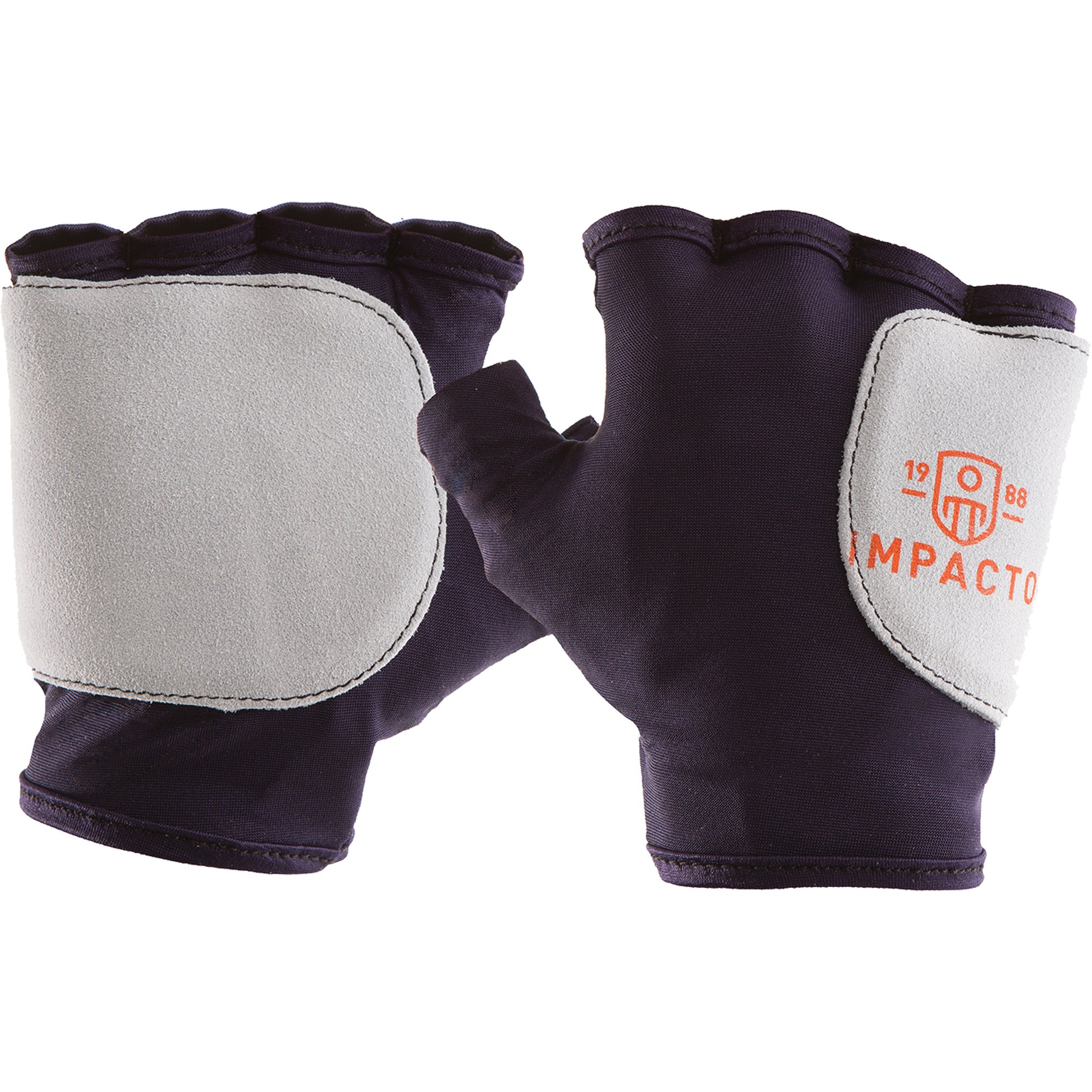 Impacto Palm/Side Fingerless Protection Gloves - Right, Small, Suede Palm, Slip-On Cuff