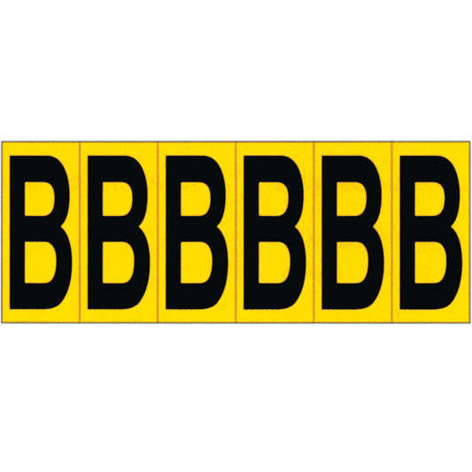 Accuform Signs Individual Adhesive Letter Markers, B, 2-15/16" H, Black on Yellow
