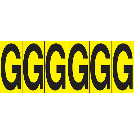 Accuform Signs Individual Adhesive Letter Markers, G, 2-15/16" H, Black on Yellow