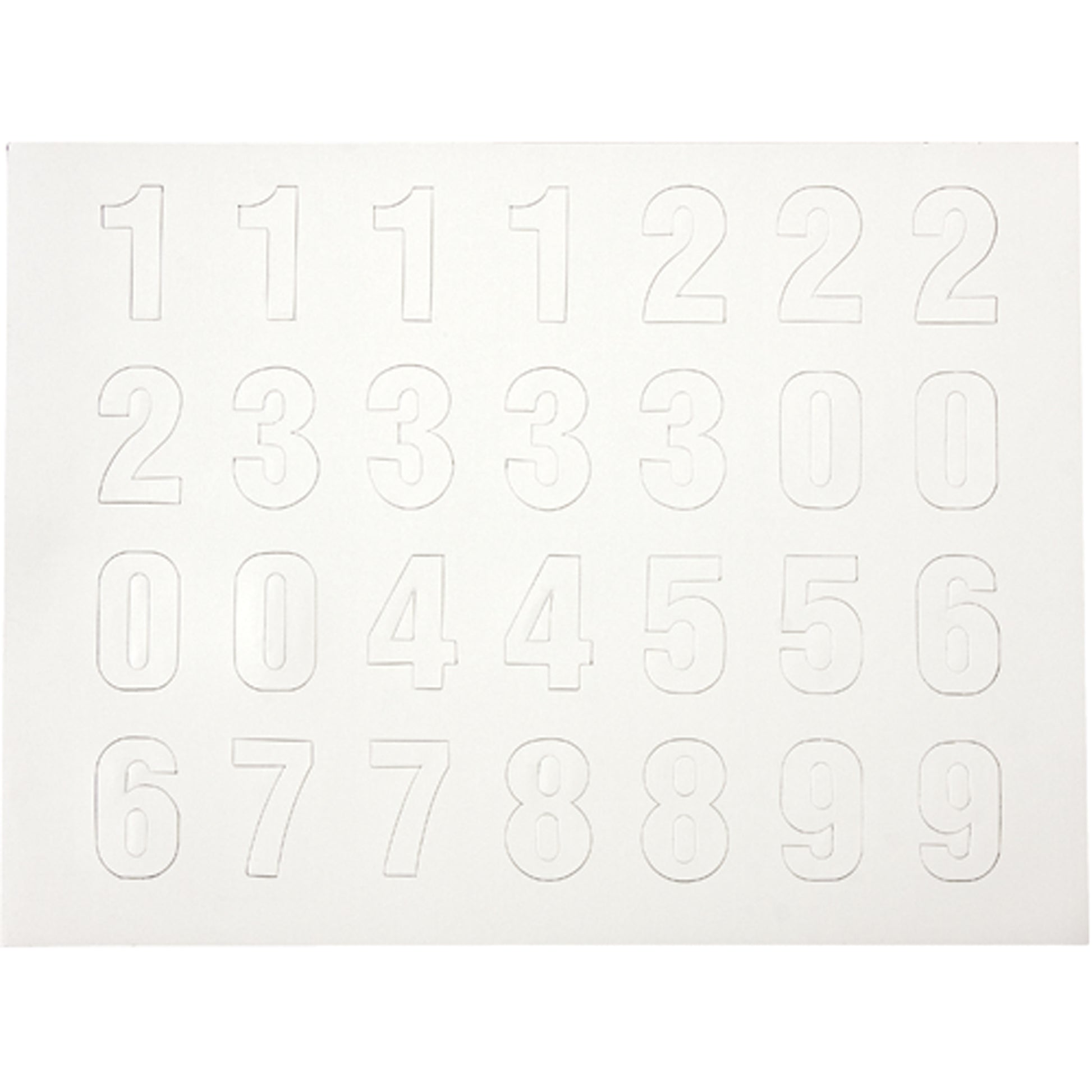 Brady Cut-out Magnetic Numbers, 0 to 9, 1-1/2" H, White