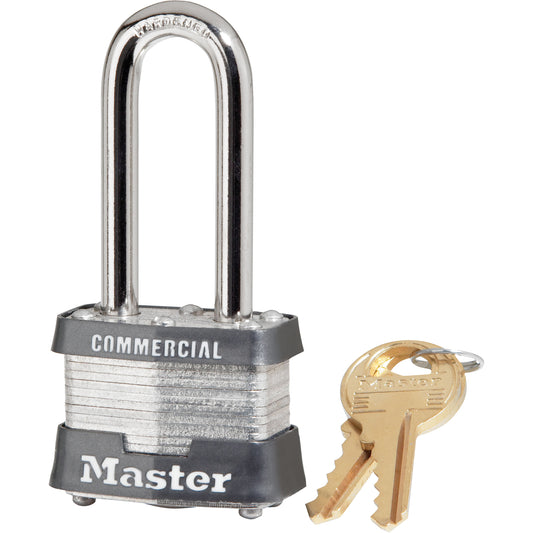 Master Lock Wide Padlock, Keyed Alike, Laminated Steel, 1-9/16" Width
